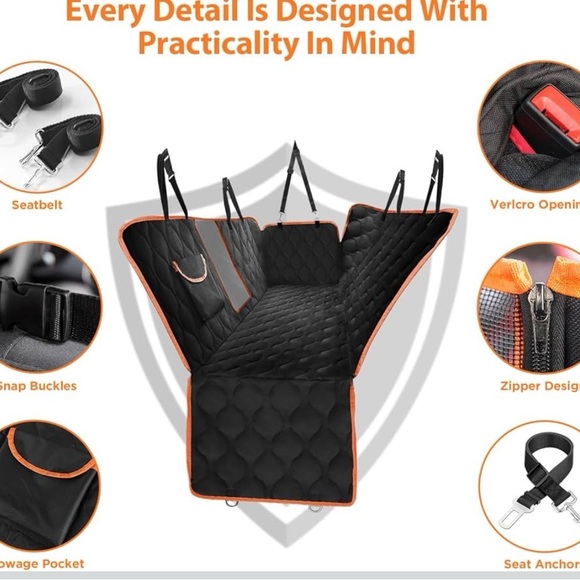 Tail Treasures Scratchproof Dog Car Seat Cover For Back Seat - Picture 2 of 7